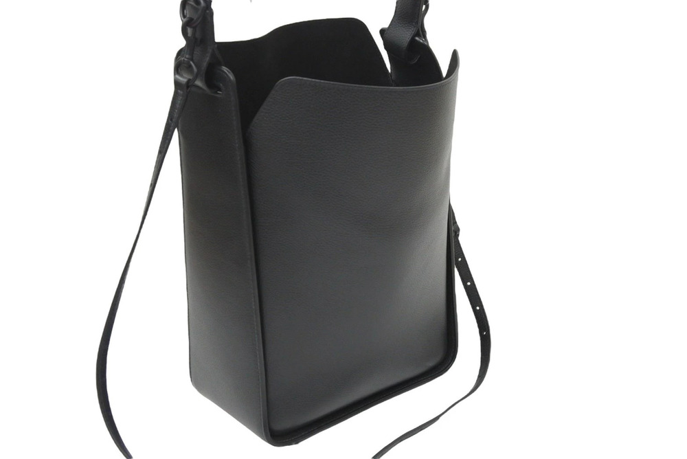 Balenciaga South North Tote Clutch Pouch Leather Bag Shoulder Black